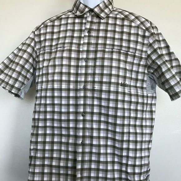 Rei Mens Sz M Green Plaid Mesh Armpits Shirt - Picture 2 of 8
